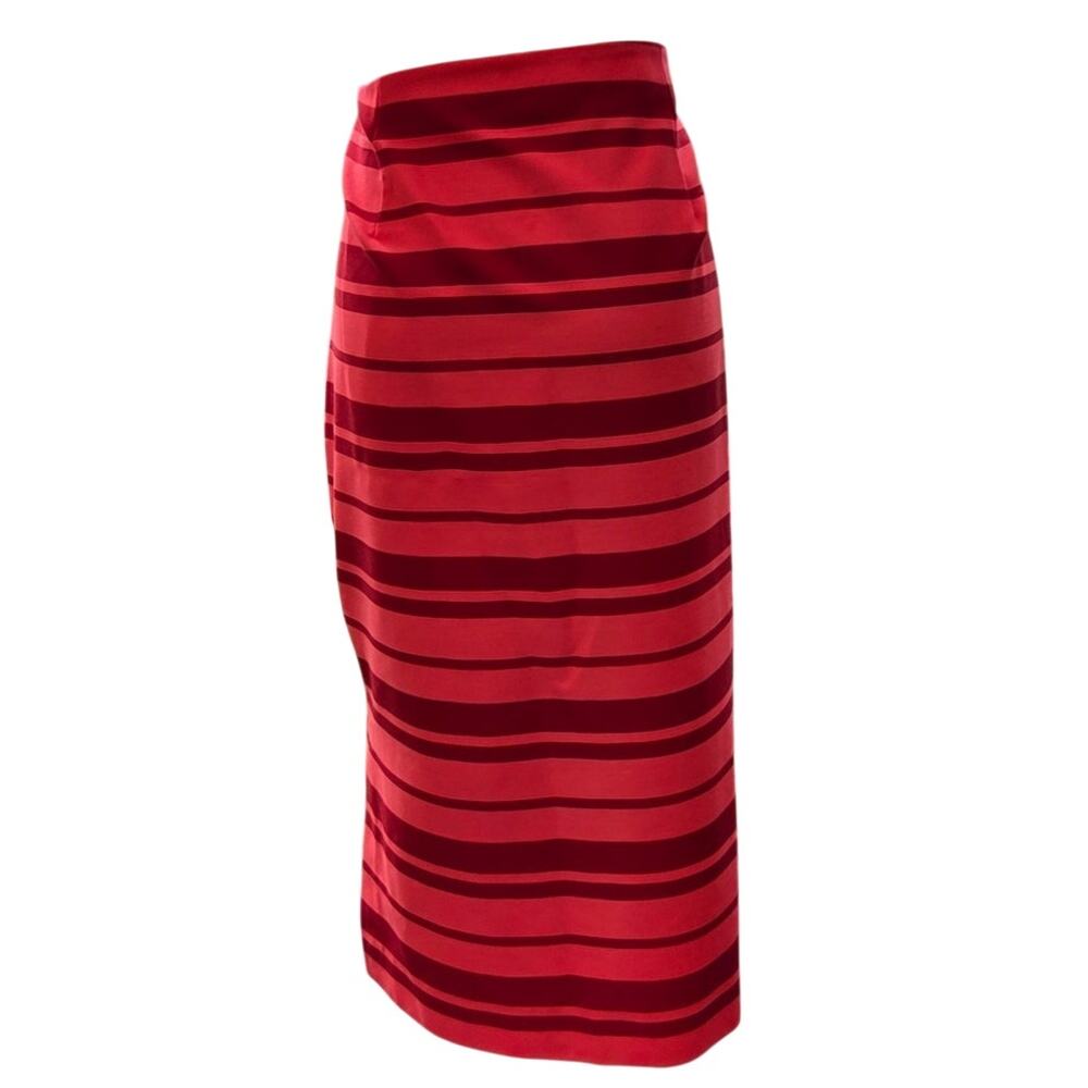 Banana Republic Striped Pencil Skirt Red Coral Pink Midi Womens Size 10